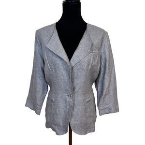 Poetry Womens Gray Linen Blend Blazer Jacket Size 10 Medium Layering Lagenlook